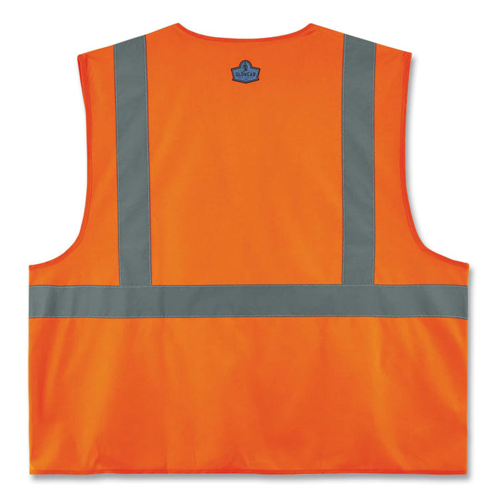 GloWear 8225HL Class 2 Standard Solid Hook and Loop Vest, Polyester, Orange, 2X-Large/3X-Large