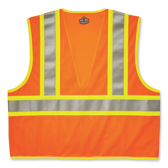 GloWear 8230Z Class 2 Two-Tone Mesh Zipper Vest, Polyester, Small/Medium, Orange