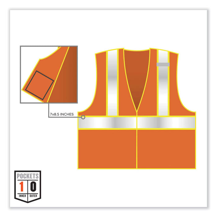 GloWear 8230Z Class 2 Two-Tone Mesh Zipper Vest, Polyester, Small/Medium, Orange