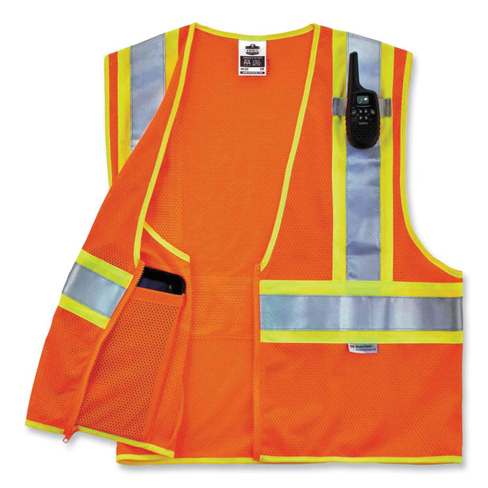 GloWear 8230Z Class 2 Two-Tone Mesh Zipper Vest, Polyester, 4X-Large/5X-Large, Orange