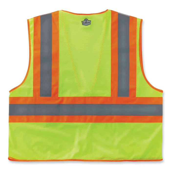 GloWear 8230Z Class 2 Two-Tone Mesh Zipper Vest, Polyester, Large/X-Large, Lime