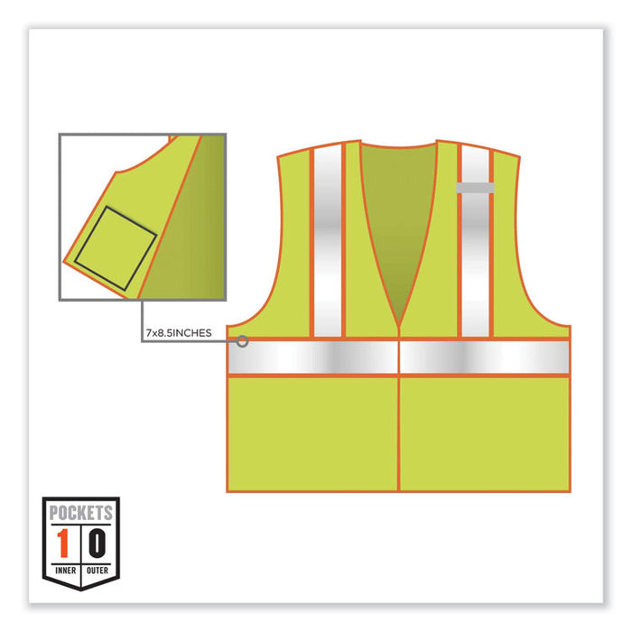 GloWear 8230Z Class 2 Two-Tone Mesh Zipper Vest, Polyester, Large/X-Large, Lime