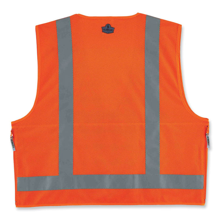 GloWear 8250Z Class 2 Surveyors Zipper Vest, Polyester, Small/Medium, Orange