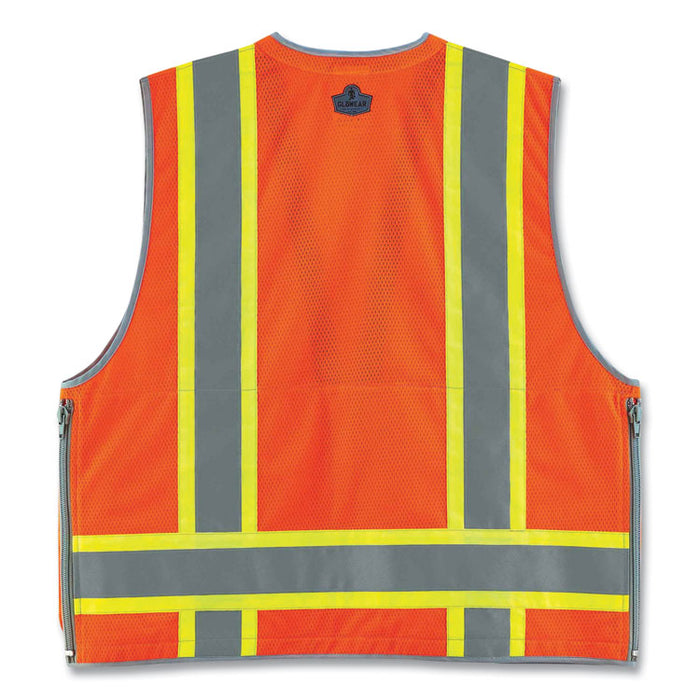 GloWear 8254HDZ Class 2 Heavy-Duty Surveyors Zipper Vest, Polyester, Small/Medium, Orange