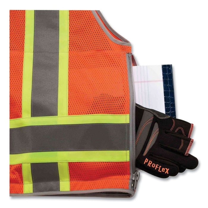 GloWear 8254HDZ Class 2 Heavy-Duty Surveyors Zipper Vest, Polyester, Large/X-Large, Orange