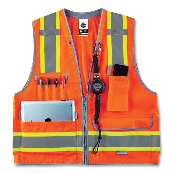 GloWear 8254HDZ Class 2 Heavy-Duty Surveyors Zipper Vest, Polyester, Large/X-Large, Orange
