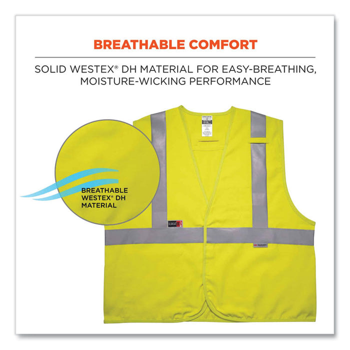 GloWear 8261FRHL Class 2 Dual Compliant FR Hook and Loop Safety Vest, Small/Medium, Lime