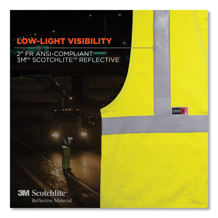 GloWear 8261FRHL Class 2 Dual Compliant FR Hook and Loop Safety Vest, Large/X-Large, Lime