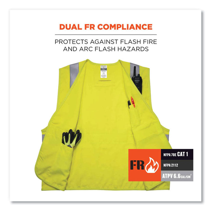 GloWear 8261FRHL Class 2 Dual Compliant FR Hook and Loop Safety Vest, 4X-Large/5X-Large, Lime