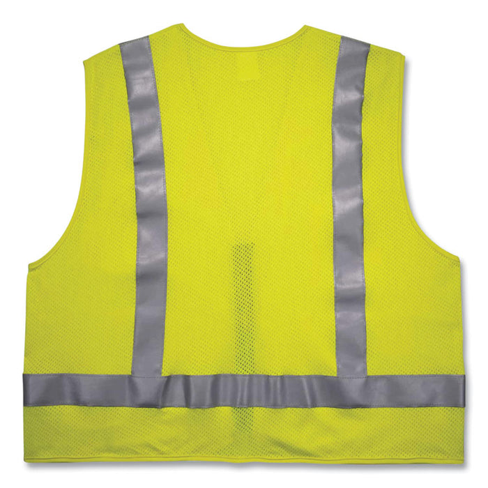 GloWear 8262FRZ Class 2 FR Surveyor Zipper Vest, Tencel/Modacrylic/Para-aramid/Kevlar, Small/Medium, Lime