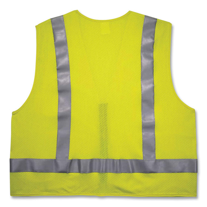 GloWear 8262FRZ Class 2 FR Surveyor Zipper Vest, Tencel/Modacrylic/Para-aramid/Kevlar, Large/X-Large, Lime