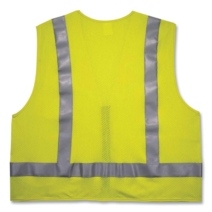 GloWear 8262FRZ Class 2 FR Surveyor Zip Vest, Tencel/Modacrylic/Para-aramid/Kevlar, 2X-Large/3X-Large, Lime