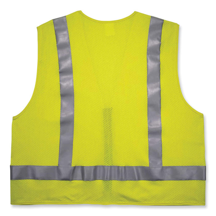 GloWear 8262FRZ Class 2 FR Surveyor Zip Vest, Tencel/Modacrylic/Para-aramid/Kevlar, 4X-Large/5X-Large, Lime