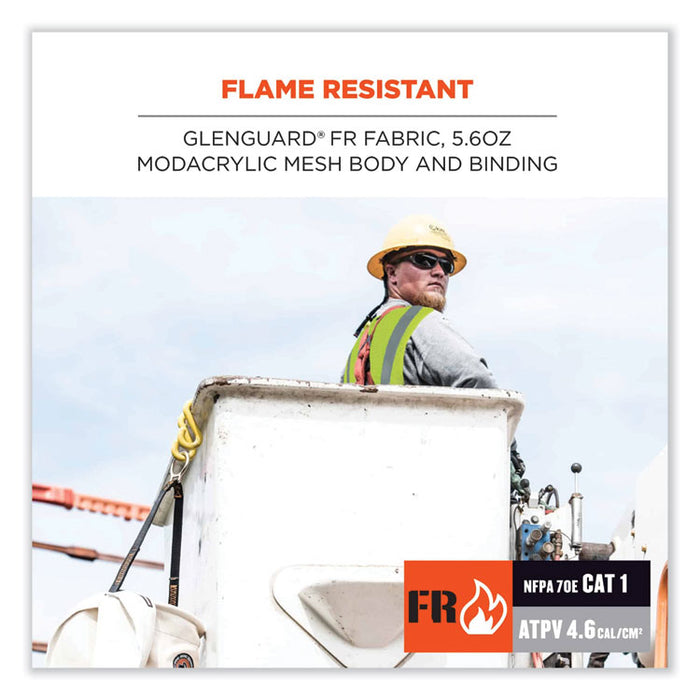 GloWear 8260FRHL Class 2 FR Safety Hook and Loop Vest, Modacrylic/Kevlar, 2X-Large/3X-Large, Lime