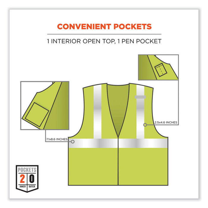 GloWear 8260FRHL Class 2 FR Safety Hook and Loop Vest, Modacrylic/Kevlar, 2X-Large/3X-Large, Lime