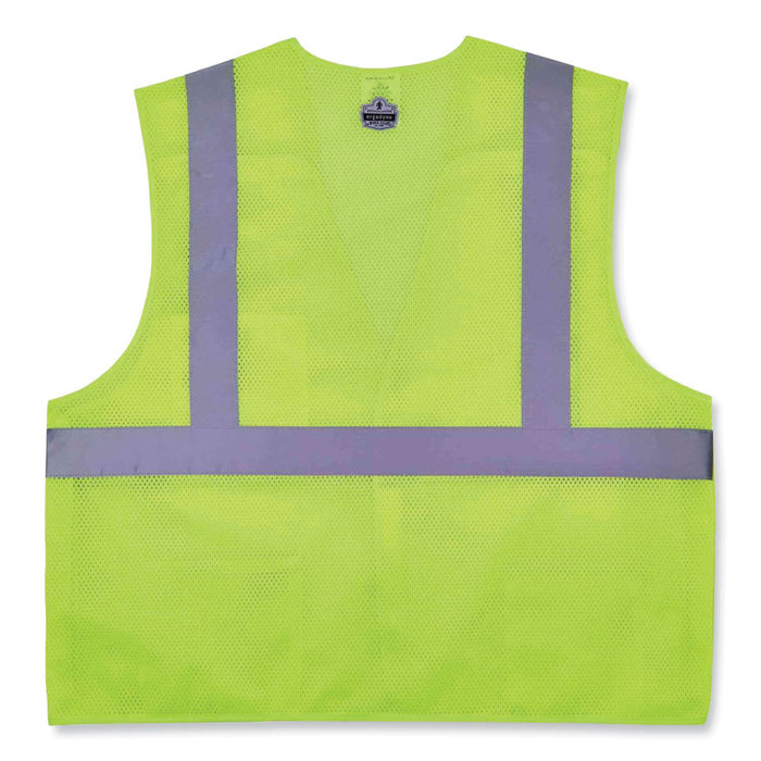 GloWear 8217BA Class 2 Breakaway Mesh Vest, Polyester, Large/X-Large, Lime
