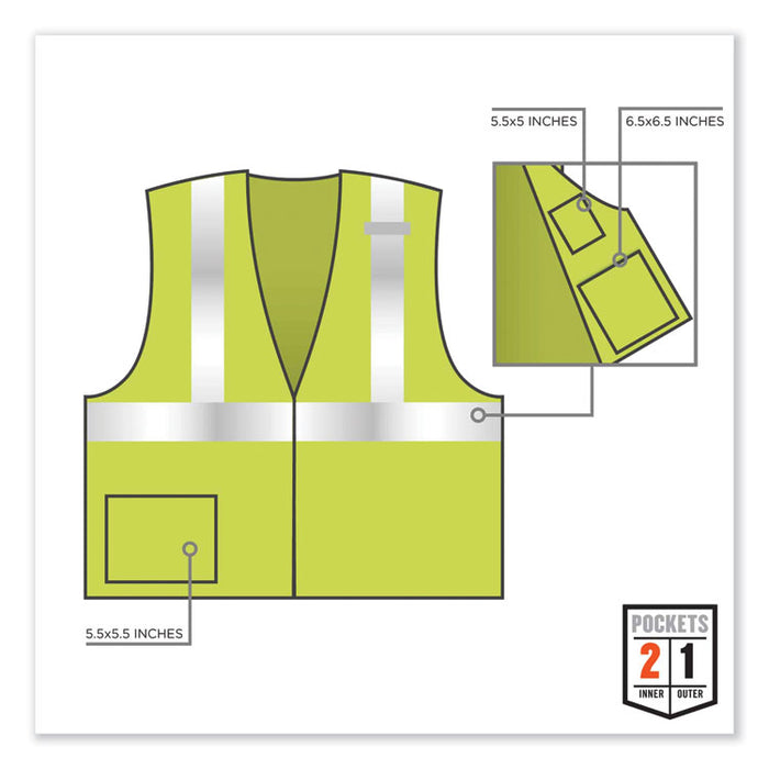 GloWear 8217BA Class 2 Breakaway Mesh Vest, Polyester, Large/X-Large, Lime