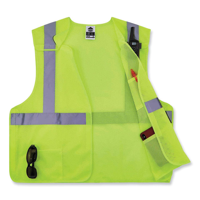 GloWear 8217BA Class 2 Breakaway Mesh Vest, Polyester, 2X-Large/3X-Large, Lime