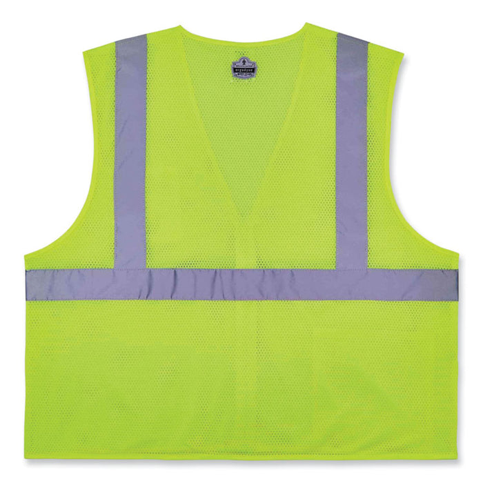 GloWear 8256Z Class 2 Self-Extinguishing Zipper Vest, Polyester, Small/Medium, Lime