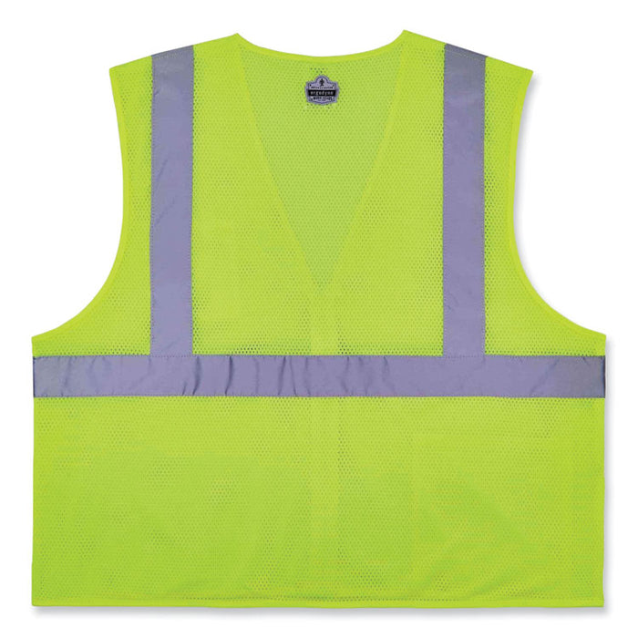 GloWear 8256Z Class 2 Self-Extinguishing Zipper Vest, Polyester, 4X-Large/5X-Large, Lime