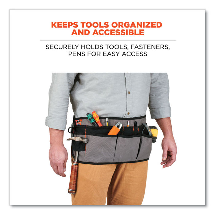 Arsenal 5707 Canvas Waist Apron, 14 Compartments, 25.5 x 34, Canvas, Gray