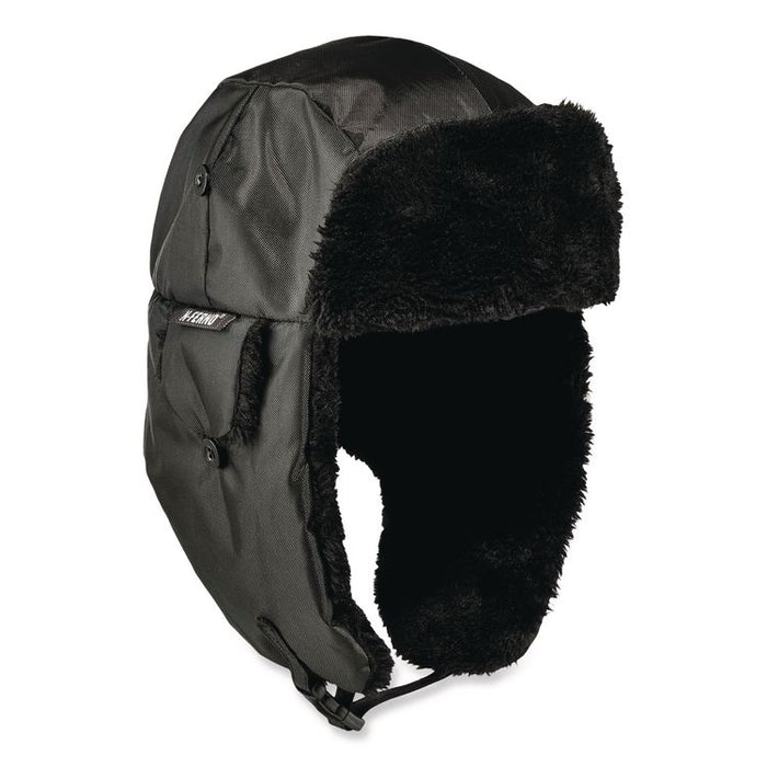 N-Ferno 6802ZI Zipper Trapper Hat + Universal Bump Cap, Front Brim, Small to Medium, Black