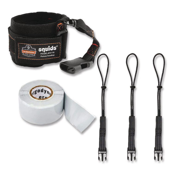 Squids 3192 Wrist Lanyard Tethering Kit, 3 lb Max Working Capacity, 7.5" Long, Black