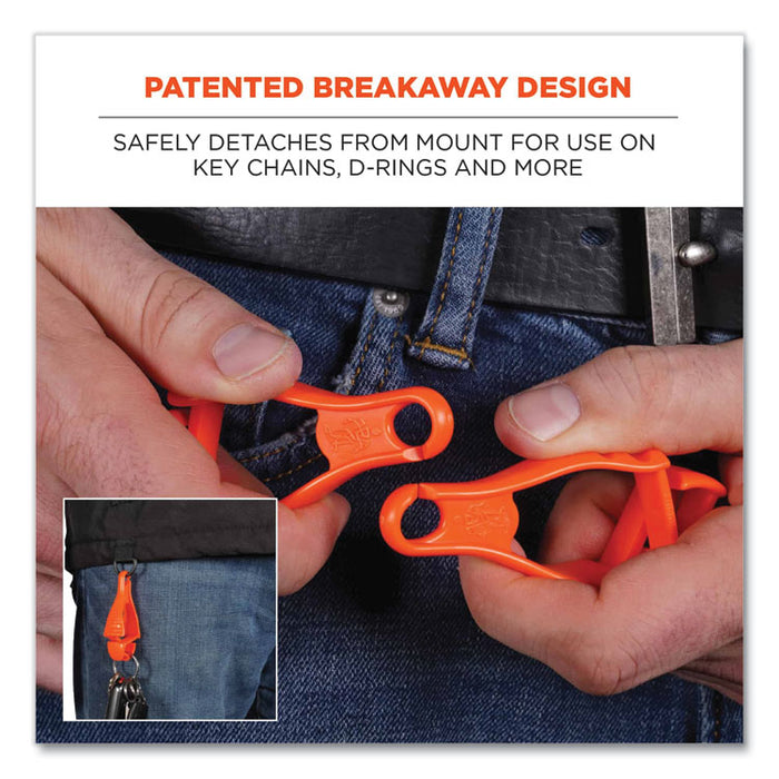 Squids 3400 Glove Clip Holder with Dual Clips, 1 x 1 x 6.5, Acetal Copolymer, Black, 100/Carton