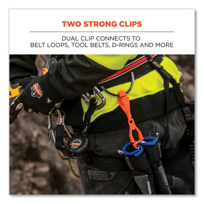Squids 3400 Glove Clip Holder with Dual Clips, 1 x 1 x 6.5, Acetal Copolymer, Lime, 100/Carton