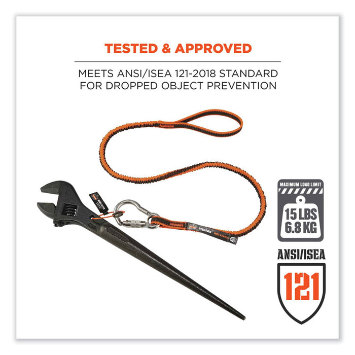 Squids 3101F(x) Tool Lanyard with Stainless-Steel Carabiner + Loop, 15 lb Max Working Capacity, 38" to 48" Long