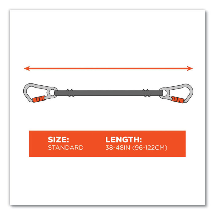 Squids 3111F(x) Tool Lanyard with Stainless Steel Carabiners,15 lb Max Working Capacity, 38" to 48" Long, Orange/Gray