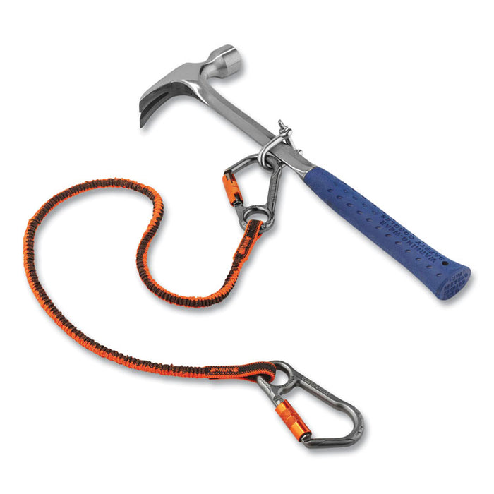 Squids 3118F(x) Tool Lanyards with Locking Aluminum Carabiners, 15 lb Working Capacity, 38" to 48" Long, Orange/Gray