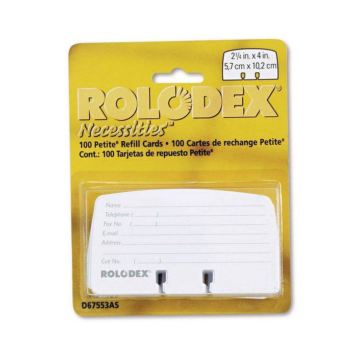 Petite Refill Cards, 2.25 x 4, White, 100 Cards/Pack