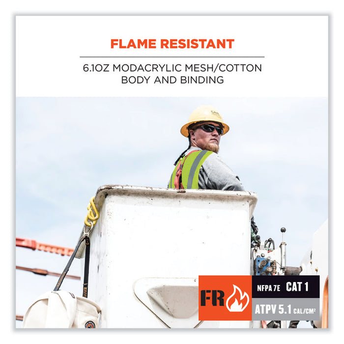 GloWear 8263FRHL Class 2 FR Safety Economy Hook and Loop Vest, Modacrylic Mesh/Cotton, 2X-Large/3X-Large, Lime