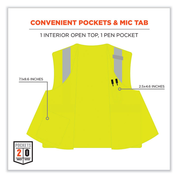GloWear 8263FRHL Class 2 FR Safety Economy Hook and Loop Vest, Modacrylic Mesh/Cotton, 2X-Large/3X-Large, Lime