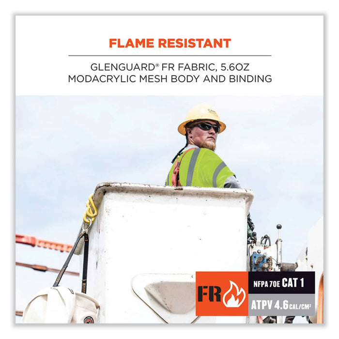 GloWear 8356FRHL Class 3 FR Hook and Loop Safety Vest with Sleeves, Modacrylic, 4X-Large/5X-Large, Lime
