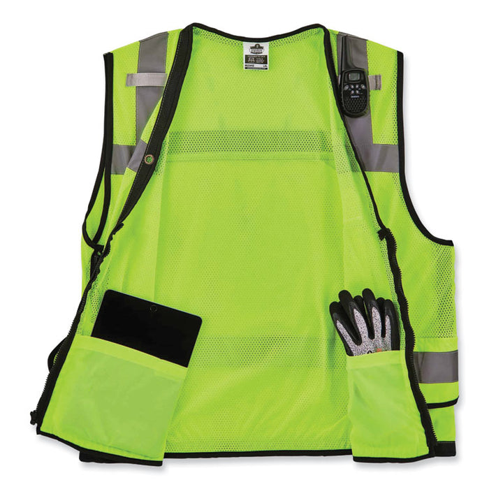 GloWear 8253HDZ Class 2 Heavy-Duty Mesh Surveyors Vest, Polyester, 2X-Large/3X-Large, Lime