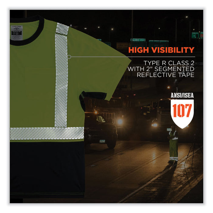 GloWear 8283BK Class 2 Lightweight Performance Hi-Vis T-Shirt, 3X-Large, Lime