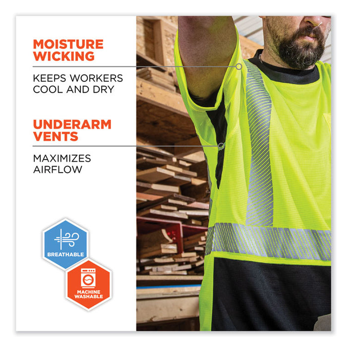 GloWear 8283BK Class 2 Lightweight Performance Hi-Vis T-Shirt, 3X-Large, Lime
