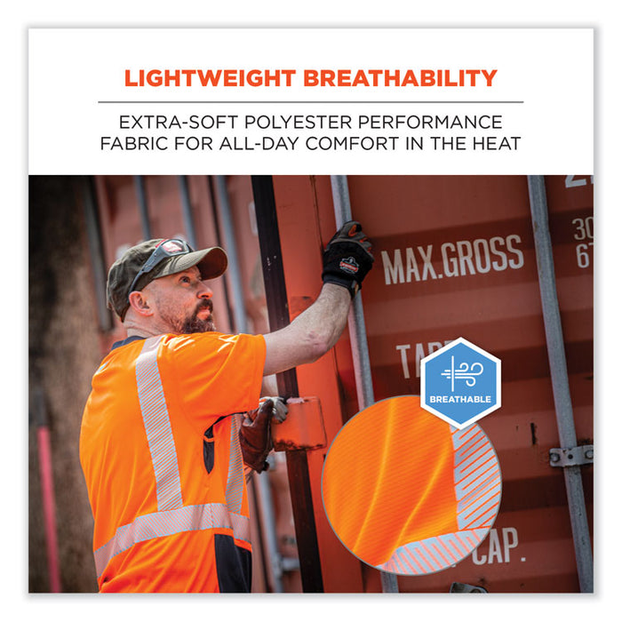 GloWear 8283BK Class 2 Lightweight Performance Hi-Vis T-Shirt, 3X-Large, Orange