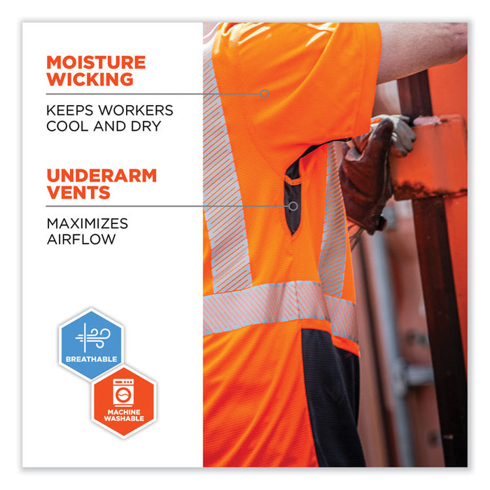 GloWear 8283BK Class 2 Lightweight Performance Hi-Vis T-Shirt, 3X-Large, Orange