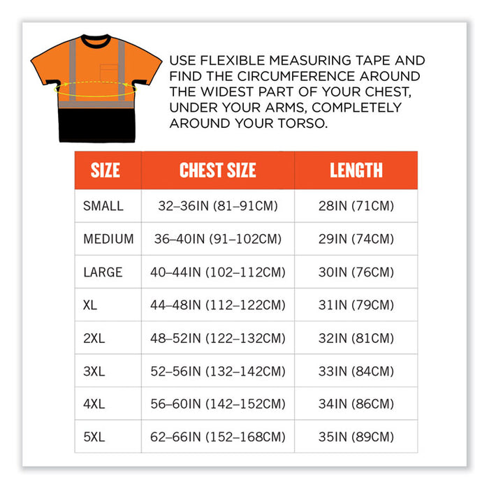 GloWear 8283BK Class 2 Lightweight Performance Hi-Vis T-Shirt, 3X-Large, Orange