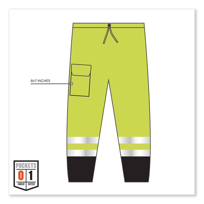GloWear 8910BK Class E Hi-Vis Pants with Black Bottom, Polyester, Large/X-Large, Lime