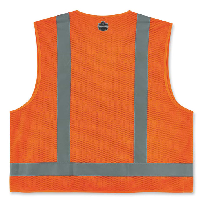 GloWear 8249Z Class 2 Economy Surveyors Zipper Vest, Polyester, X-Small, Orange