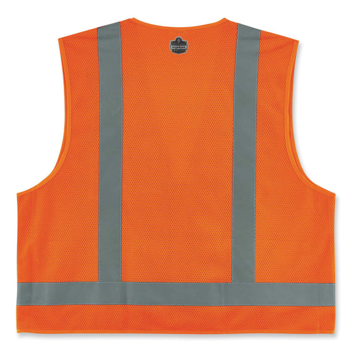 GloWear 8249Z Class 2 Economy Surveyors Zipper Vest, Polyester, 2X-Large/3X-Large, Orange