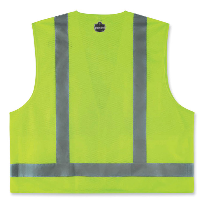 GloWear 8249Z Class 2 Economy Surveyors Zipper Vest, Polyester, 2X-Large/3X-Large, Lime