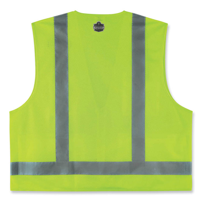 GloWear 8249Z Class 2 Economy Surveyors Zipper Vest, Polyester, 4X-Large/5X-Large, Lime