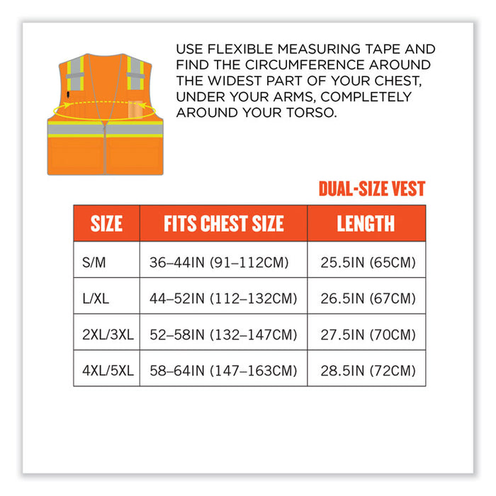 GloWear 8246Z Class 2 Two-Tone Mesh Reflective Binding Zipper Vest, Polyester, Large/X-Large, Orange
