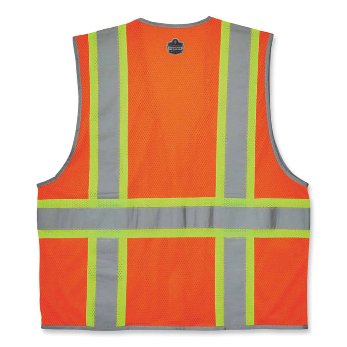 GloWear 8246Z Class 2 Two-Tone Mesh Reflective Binding Zipper Vest, Polyester, 2X-Large/3X-Large, Orange