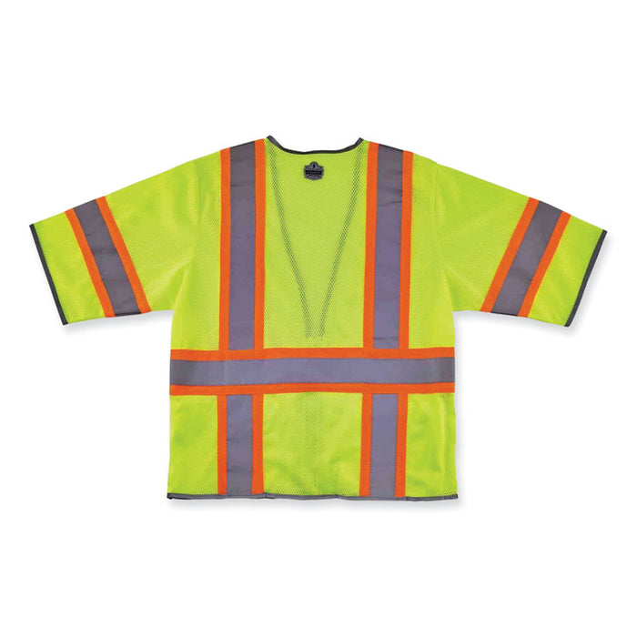 GloWear 8346Z Class 3 Two-Tone Hi-Vis Surveyor Zipper Vest, Polyester, Small/Medium, Lime